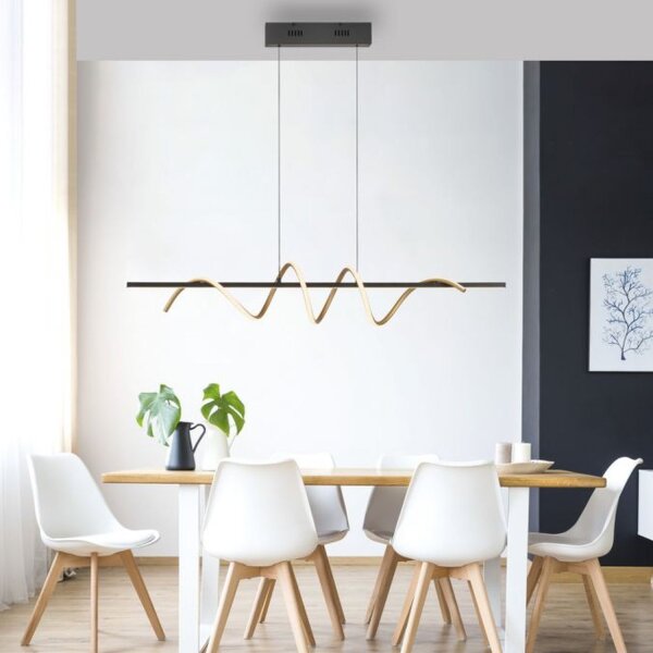 LED Pendelleuchte dimmbar 121 cm 3000 K Schwarz Messing