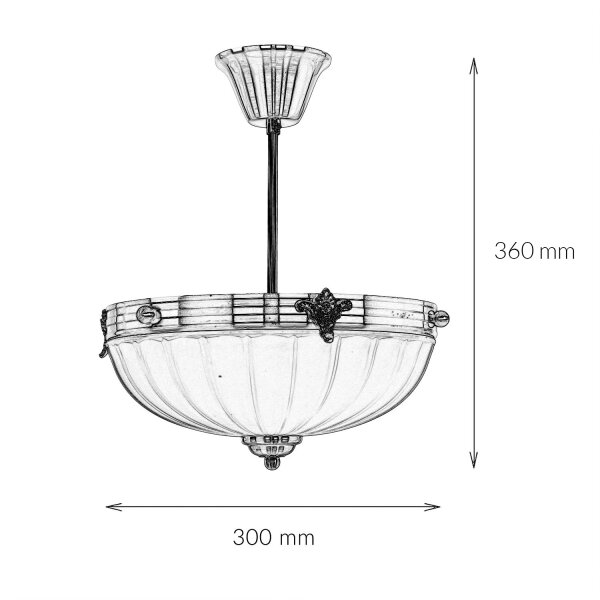 Deckenleuchte Metall Glas 3x E14 Ø 30 cm rund