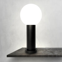 Tischleuchte Schwarz Weiß 43 cm Messing Alu Glas E14
