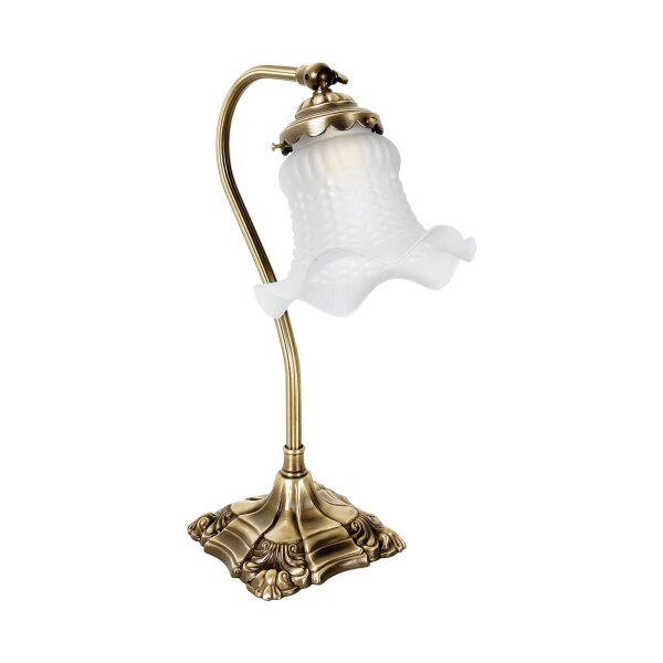 Schreibtischlampe Messing Glas 30,5 cm Floral E14