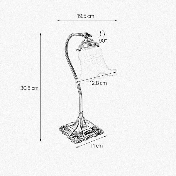 Schreibtischlampe Messing Glas 30,5 cm Floral E14