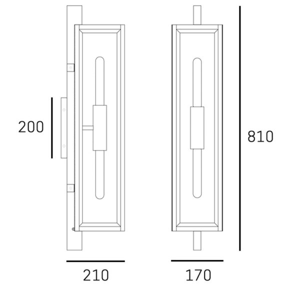 Außenleuchte IP44 H: 81 cm groß Schwarz 2x Glas Edelstahl