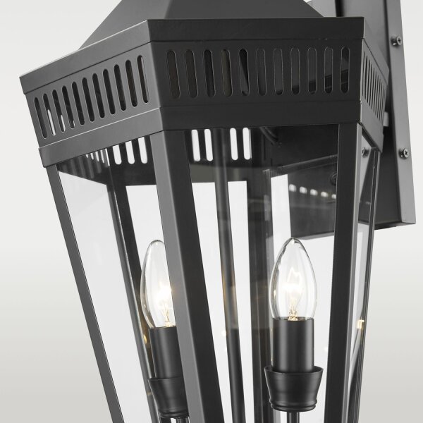 Wandlampe außen Schwarz 58,5 cm hoch IP23 2x E14 Vintage