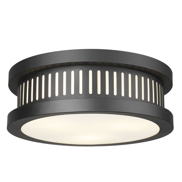 Outdoor Deckenleuchte rund Ø 30,5 cm 3x E14 IP44 Schwarz