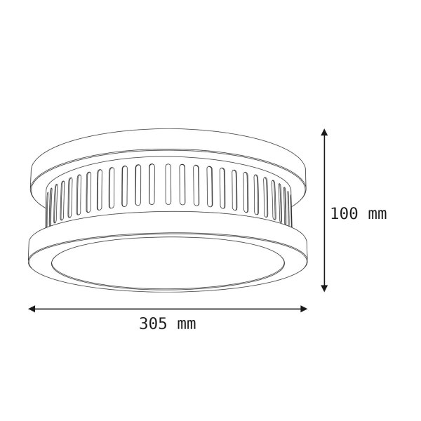 Outdoor Deckenleuchte rund Ø 30,5 cm 3x E14 IP44 Schwarz