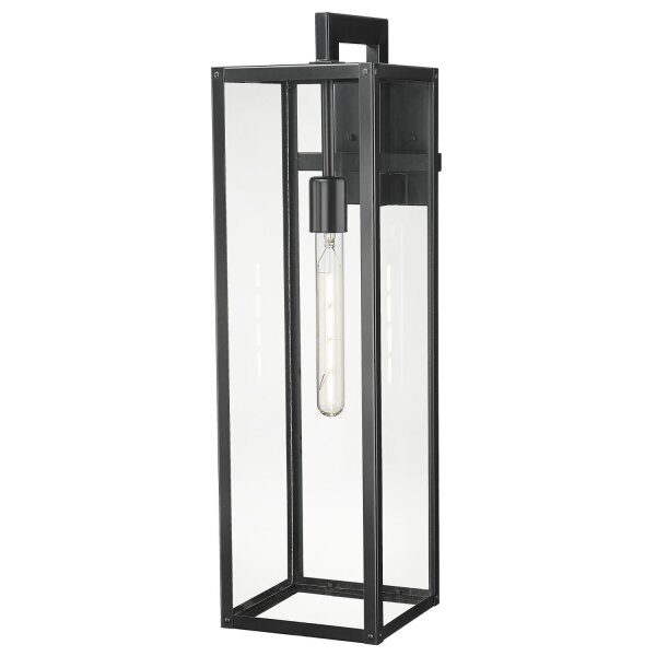 Wandlampe außen Haus Edelstahl Glas E27 H: 63,5 cm Schwarz