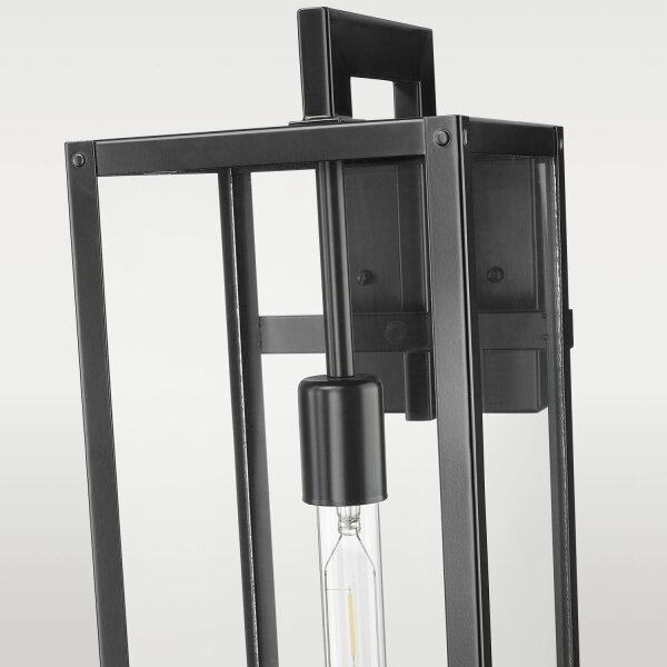 Wandlampe außen Haus Edelstahl Glas E27 H: 63,5 cm Schwarz