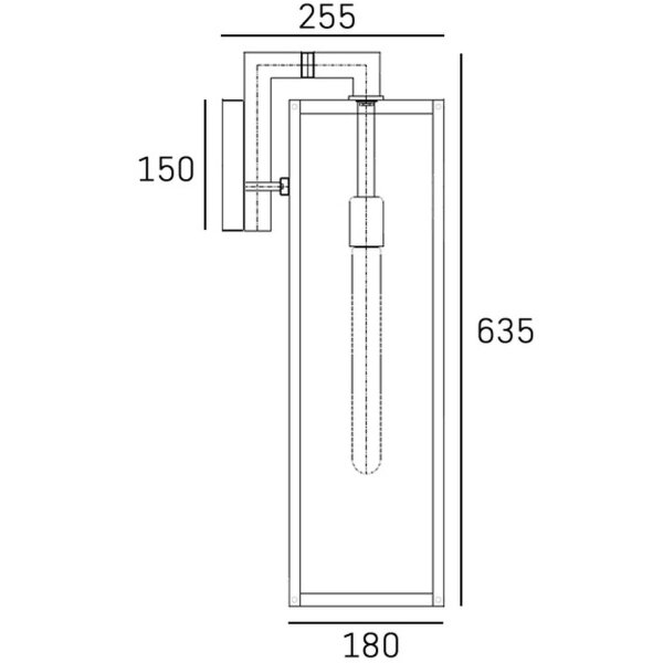 Wandlampe außen Haus Edelstahl Glas E27 H: 63,5 cm Schwarz