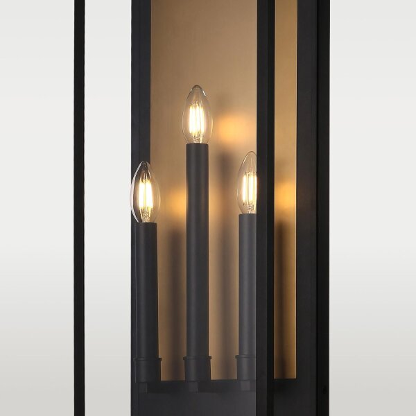 Wandleuchte außen Schwarz Messing H: 76 cm Edelstahl Glas