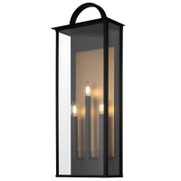 Wandleuchte au&szlig;en Schwarz Messing H: 76 cm Edelstahl Glas