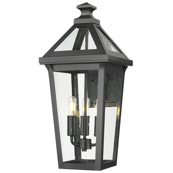 Außenwandlampe Edelstahl Glas H: 54 cm IP23 Schwarz 3x E14