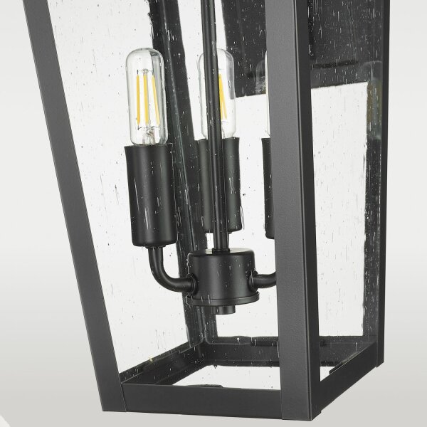 Außenwandlampe Edelstahl Glas H: 54 cm IP23 Schwarz 3x E14