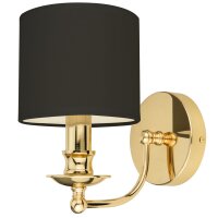 Wandleuchte Gold Schwarz 25 cm hoch klein Metall Stoff E14