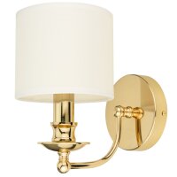 Wandleuchte Metall Stoff 25 cm hoch in Gold Wei&szlig;...