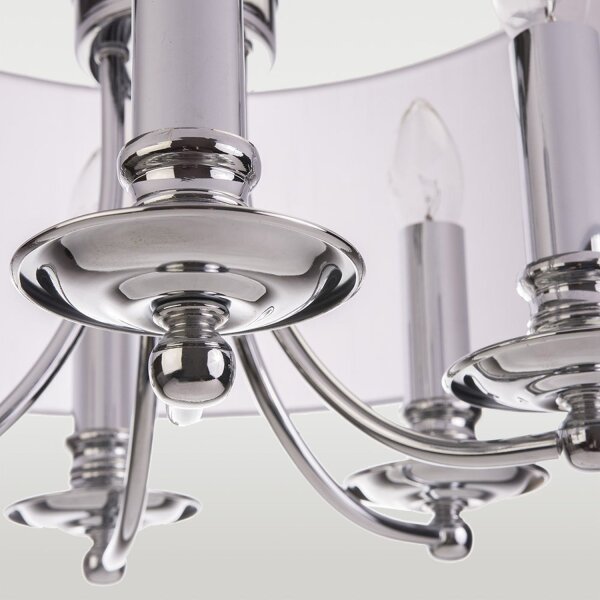 Hängeleuchte rund Ø 50 cm Chrom Weiß Stoff Metall E14
