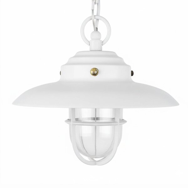 Außenlampe Glas Messing E27 IP54 D: 23 cm Weiß rund
