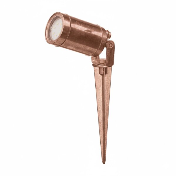 Außenlampe Messing massiv 27 cm Erdspieß IP64 in Kupfer