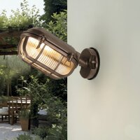 Wandleuchte außen Echt-Messing Glas E27 IP64 H:...