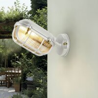 Wandleuchte außen Messing Glas E27 IP64 15,5 cm hoch