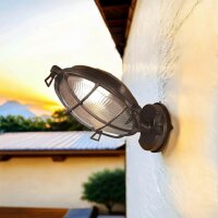 Au&szlig;enleuchte Wand Echt-Messing Glas IP64 Schwarz antik