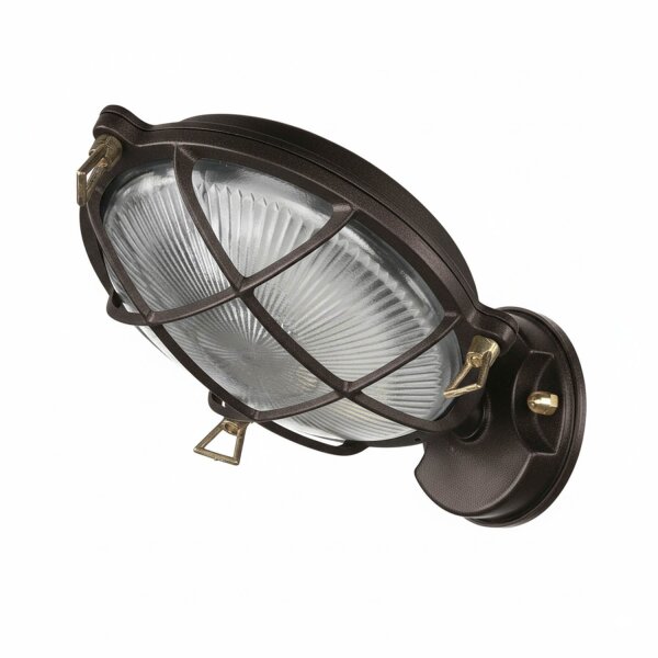 Außenleuchte Wand Echt-Messing Glas IP64 E27 rund