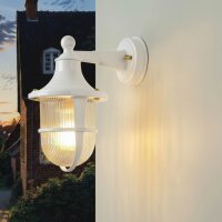 Außenwandlampe Messing massiv Glas E27 IP64 H: 27 cm