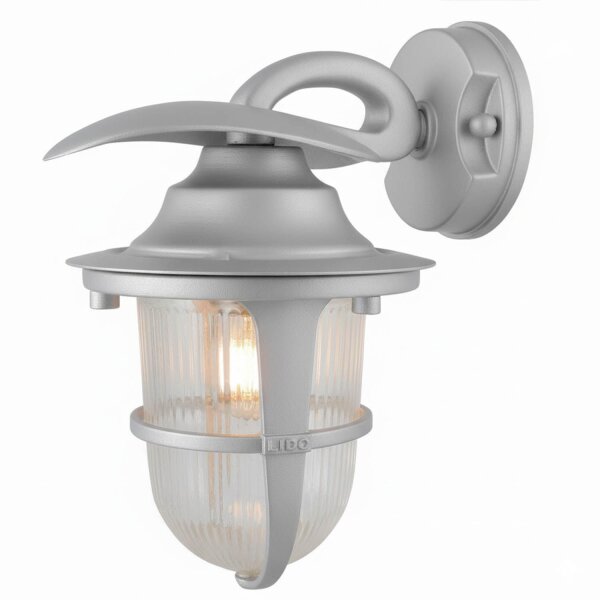 Außenwandleuchte Echt-Messing Glas 24 cm hoch IP64 Grau