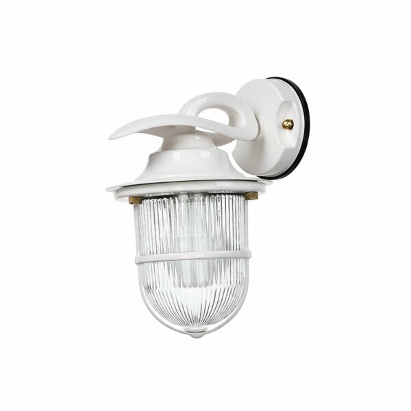 Wandlampe außen Glas Echt-Messing E27 IP64 24 cm hoch
