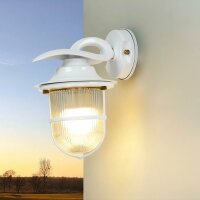 Wandlampe außen Glas Echt-Messing E27 IP64 24 cm hoch