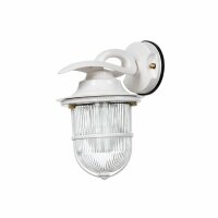 Wandlampe außen Glas Echt-Messing E27 IP64 24 cm hoch