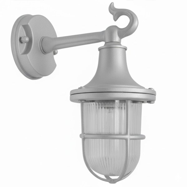 Außenwandleuchte Messing massiv Glas H: 25 cm IP64 Grau
