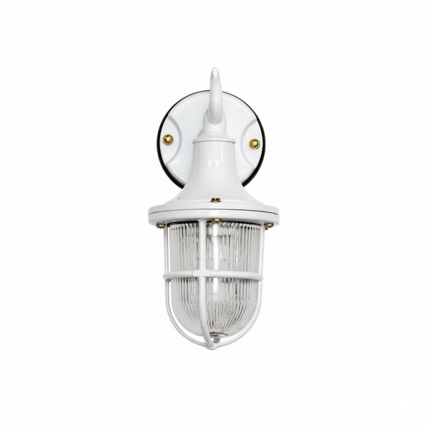 Außenlampe Wand Messing Glas H: 25 cm IP64 Weiß E27