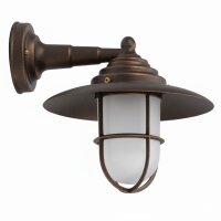 Wandleuchte au&szlig;en Echt-Messing Glas 26 cm breit IP43