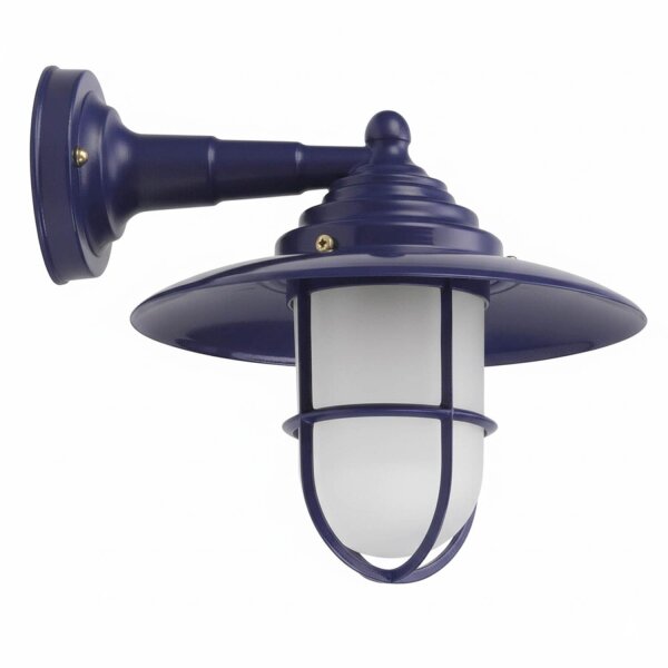 Außenlampe Wand Messing Glas B: 26 cm IP43 Blau E27