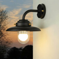 Au&szlig;enwandleuchte Echt-Messing Glas E27 IP64 30 cm breit