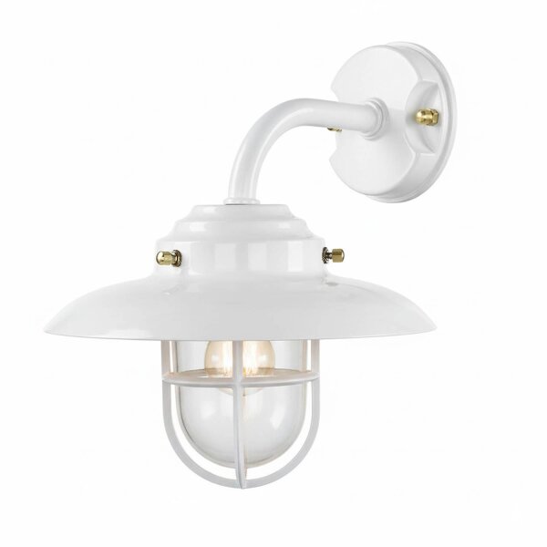 Wandlampe außen Messing massiv Glas B: 30 cm IP64 Weiß