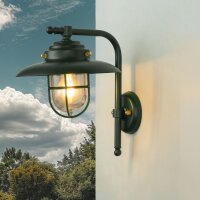 Außenleuchte Wand Messing Glas 30 cm hoch IP43...