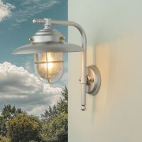 Au&szlig;enwandleuchte Echt-Messing Glas E27 IP43 H: 30 cm