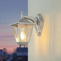 Außenlampe Wand Messing massiv E27 IP43 H: 23 cm Grau