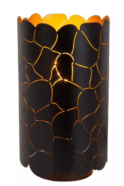 Kleine Tischleuchte Schwarz Gold Schalter E27 26,5 cm