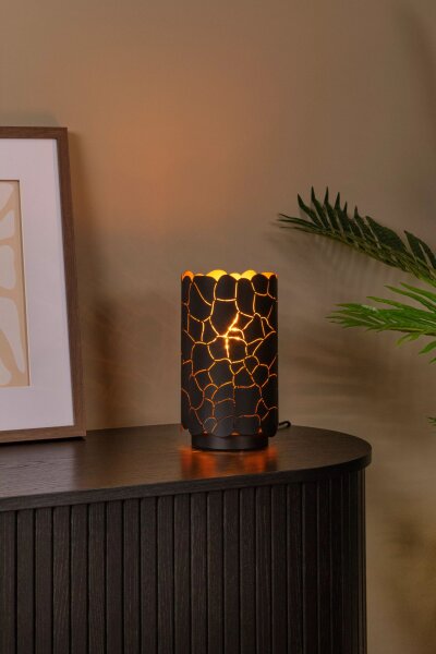 Kleine Tischleuchte Schwarz Gold Schalter E27 26,5 cm