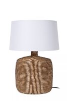 Tischlampe Seegras Stoff Natur Wei&szlig; 64 cm E27 blendarm