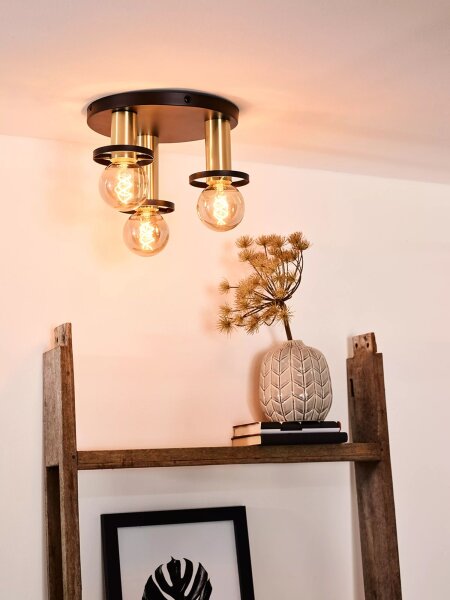 Deckenlampe Retro Metall Schwarz Gold E27 Ø30 cm rund