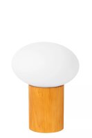 Tischlampe Holz Glas 23 cm klein E14 bis 40 W nat&uuml;rlich