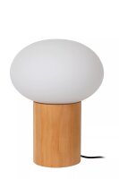 Tischlampe Holz Glas 38 cm klein E14 bis 40 W nat&uuml;rlich
