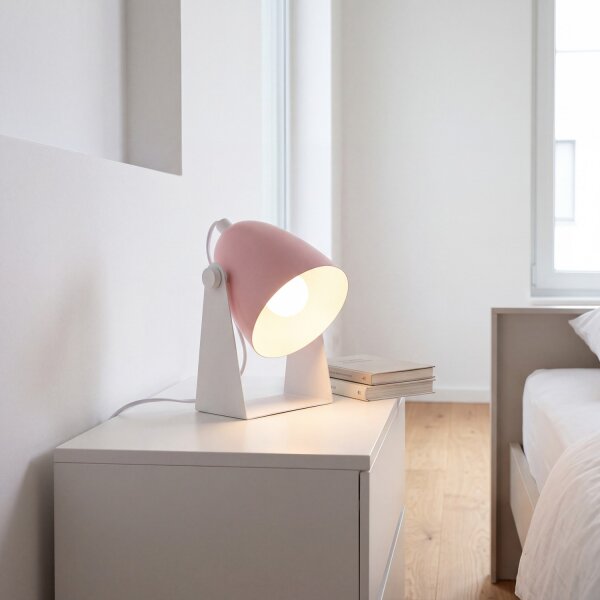 Verstellbare Tischlampe Metall Weiß Rosa E14 20,5 cm