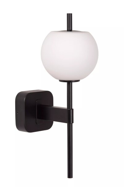 Wandlampe Glaskugel IP44 Schwarz H:34,5 cm G9 blendarm