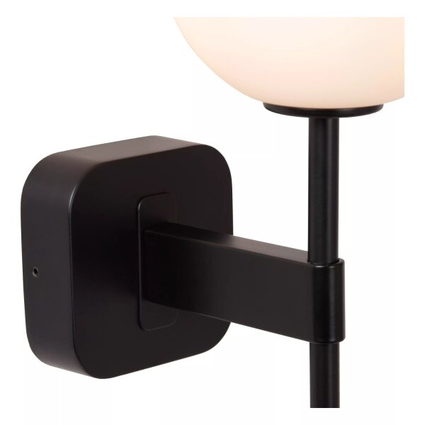Wandlampe Glaskugel IP44 Schwarz H:34,5 cm G9 blendarm