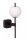 Wandlampe Glaskugel IP44 Schwarz H:34,5 cm G9 blendarm