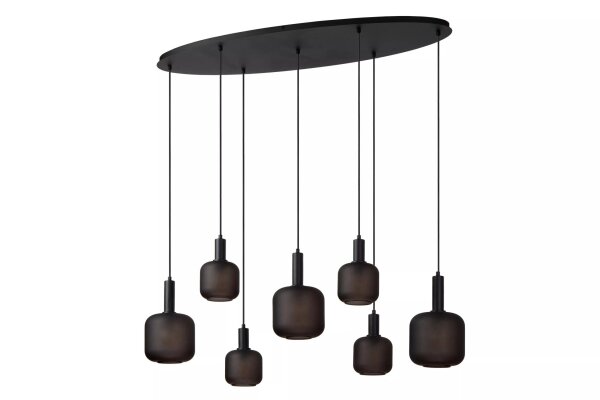 Pendelleuchte Rauchglas Schwarz L:150 cm E27 7-flammig
